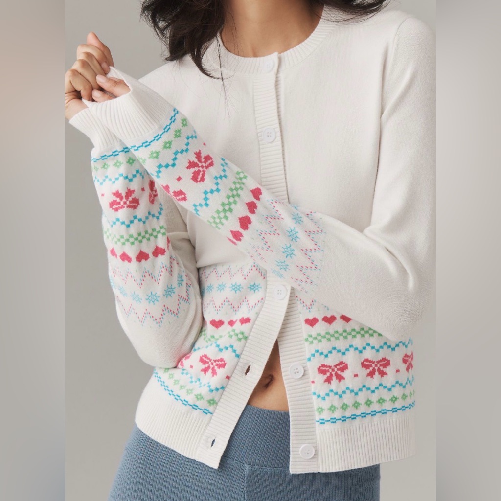 Anthropologie Ally Bow Cardigan Sweater Sz M